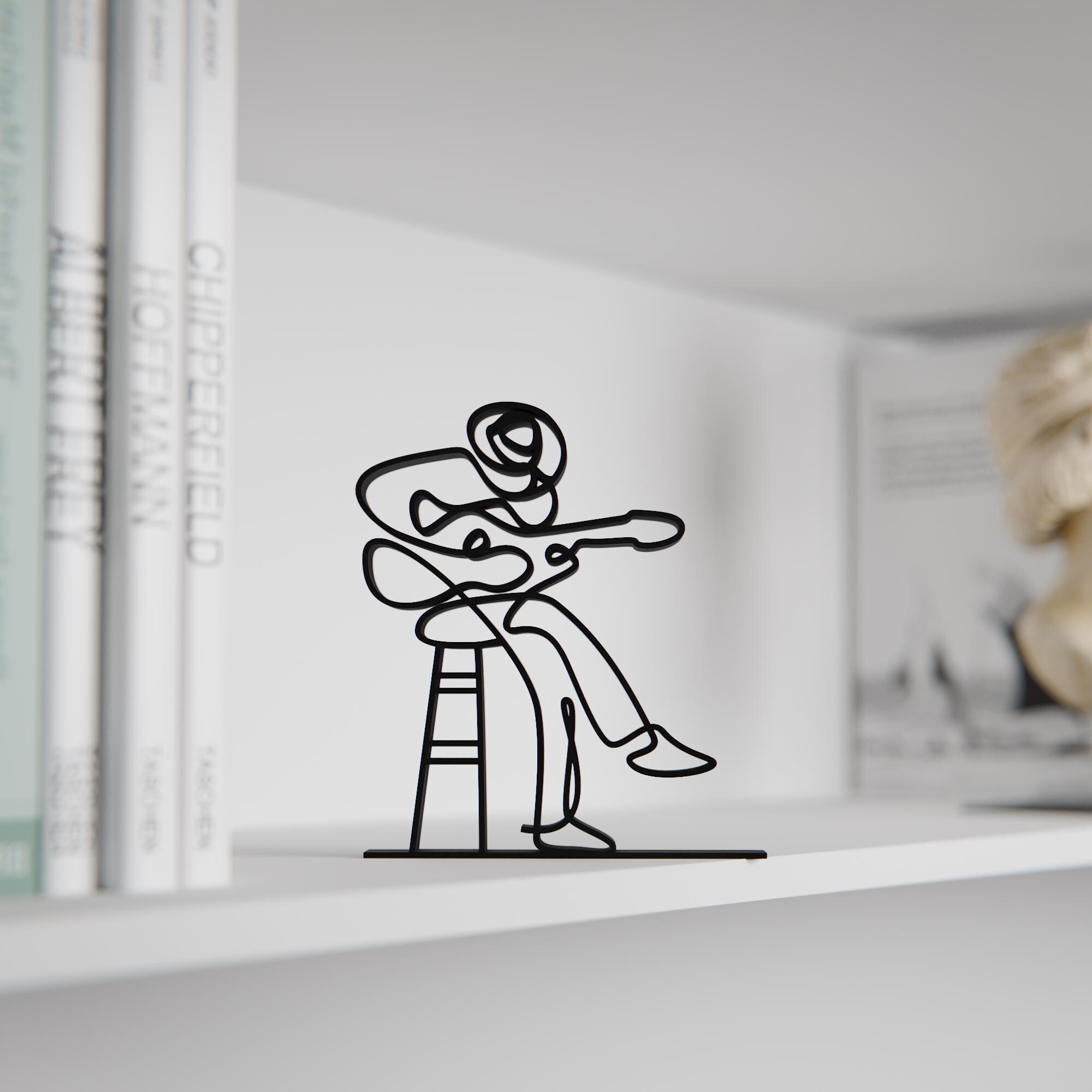 Acoustic Guitarist, Customized Line Art Figure, 3D Printed
