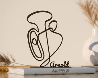 Tuba Player, Customized Line Art Figure, 3D Printed Gift, Unique Musician Gift Idea, Custom Line Art Sculpture, Minimalist Home Decor