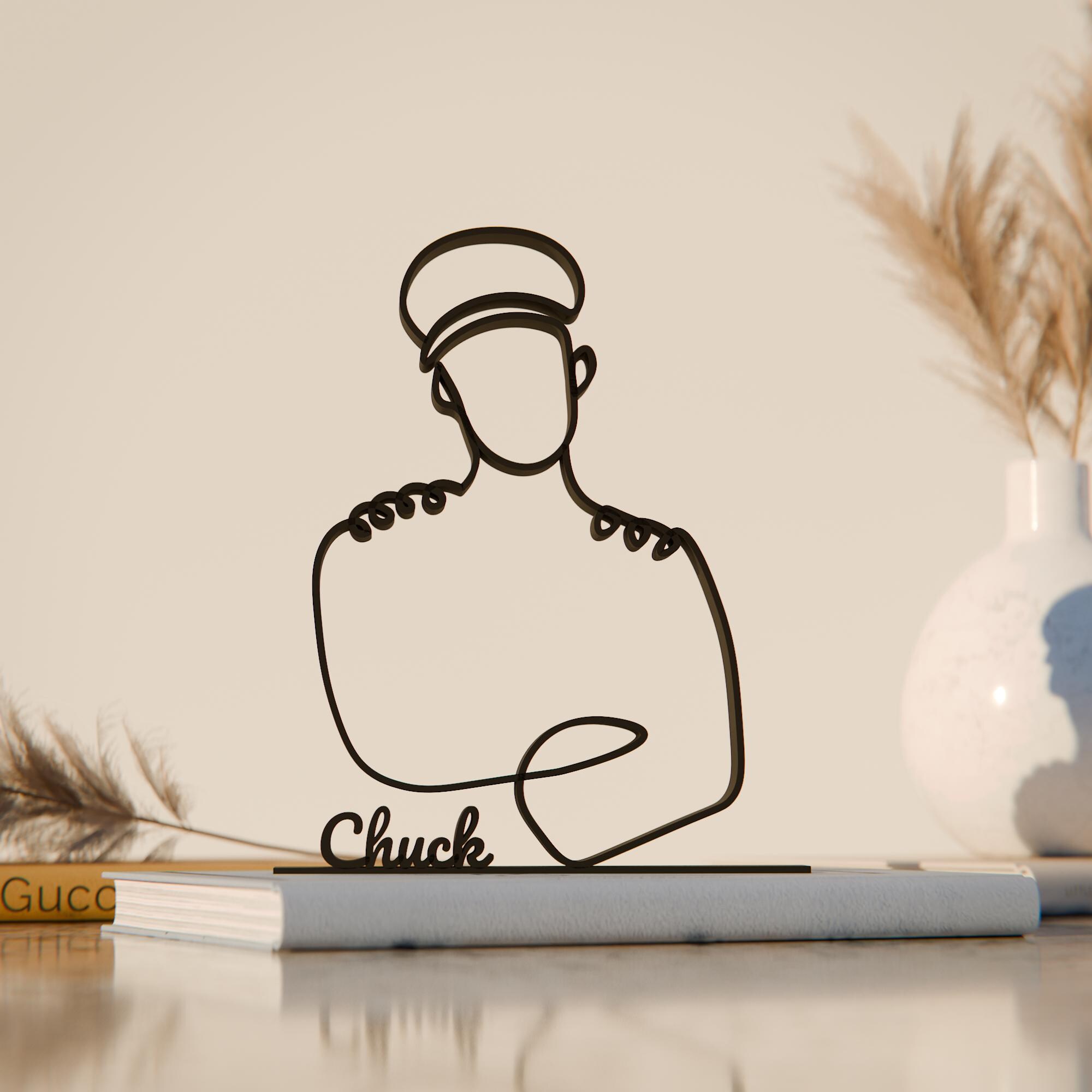 Pilot, Customized Line Art Figure, 3D Printed Gift, Unique Pilot Gift Idea, Custom Line Art Sculpture, Minimalist Home Decor