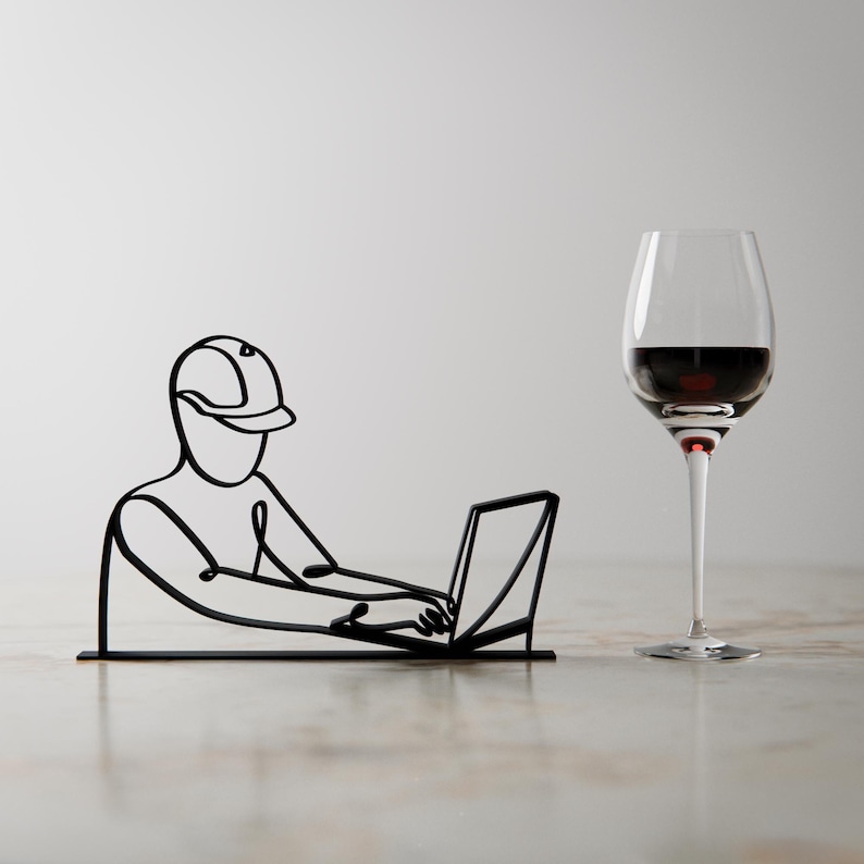 Computer Engineer, Customized Line Art Figure, 3D Printed Gift, Unique Computer Engineer Gifts, Custom Line Sculpture, Minimalist Home Decor Standard