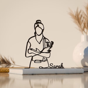 Hairdresser, Customized Line Art Figure, 3D Printed Gift, Unique Hairdresser Gift Idea, Custom Line Art Sculpture, Minimalist Home Decor