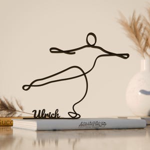 Patinador artístico, figura de arte de linha personalizada, presente impresso em 3D, ideia de presente esportivo exclusivo, escultura de arte de linha personalizada, decoração minimalista para casa