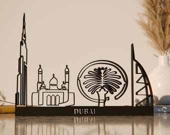 Dubai Cityscape, Line Art Figure, 3D Printed Gift, Unique Travel Gift Idea, Office Bookshelf Decoration, Minimalist Home Decor
