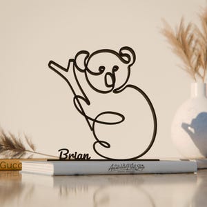 Koala, Personalized Line Art Figure, 3D Printed Gift, Unique Koala Lover Gift Idea, Custom Line Art Sculpture, Minimalist Home Decor