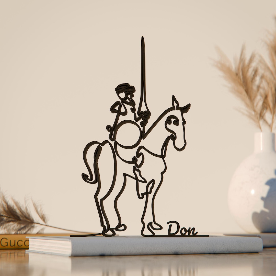 don-quijote-customized-line-art-figure-3d-printed-gift-unique-book