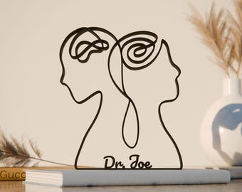 Figura personalizzata di psicologo/terapeuta - Scultura minimalista in stile line art.