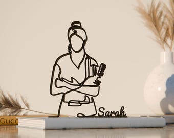Hairdresser, Customized Line Art Figure, 3D Printed Gift, Unique Hairdresser Gift Idea, Custom Line Art Sculpture, Minimalist Home Decor