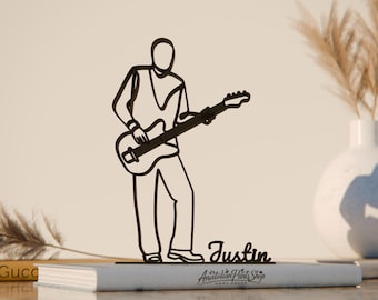 Personalized Bass Guitarist Figure - Minimalist Musician Sculpture