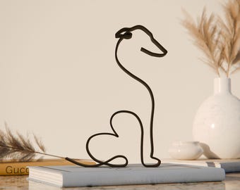 Greyhound Dog 10, lijntekeningen figuur, 3D-geprint cadeau, uniek cadeau voor hondenliefhebbers, aangepaste lijnkunst sculptuur, minimalistisch interieur, hondenrassen