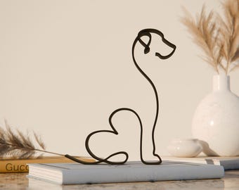 Gran Danés 18, Figura de Arte Lineal, Regalo Impreso en 3D, Regalo Único para Amantes de los Perros, Escultura de Arte Lineal Personalizada, Decoración Minimalista para el Hogar