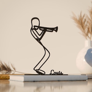 Trompettist, op maat gemaakt lijntekeningfiguur, 3D-geprint cadeau, uniek cadeau-idee voor muzikanten, op maat gemaakte lijntekeningsculptuur, minimalistische woondecoratie