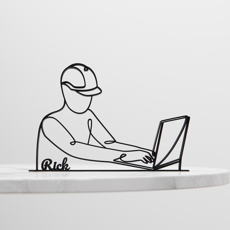 Computer Engineer, Customized Line Art Figure, 3D Printed Gift, Unique Computer Engineer Gifts, Custom Line Sculpture, Minimalist Home Decor image 7