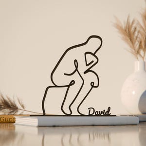 The Thinker, Customized Line Art Figure, 3D Printed Gift, Unique Philosophy Gift Idea, Custom Line Art Sculpture, Minimalist Home Decor