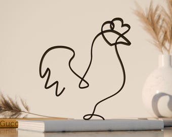 Chicken, Line Art Figure, 3D Printed Gift, Unique Chicken Lover Gift Idea, Line Art Sculpture, Minimalist Home Decor, Animal Lover Gift