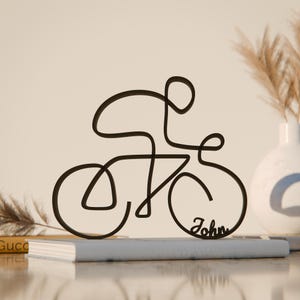 Personalized Cyclist Figure - Minimalist Line Art Sculpture