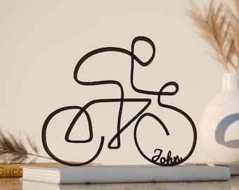 Personalized Cyclist Figure - Minimalist Line Art Sculpture