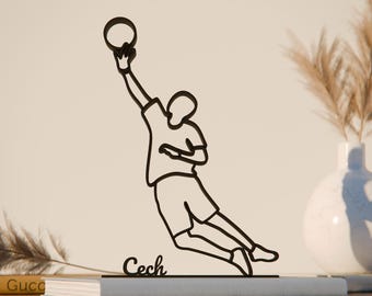 Personalized Goalkeeper, Line Art Figure, 3D Printed Gift, Unique Goalkeeper Gift Idea, Custom Line Art Sculpture, Minimalist Home Decor