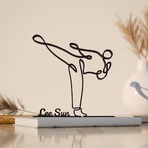 Taekwondo Practitioner, Customized Line Art Figure, 3D Printed Gift, Unique Sports Gift Idea, Custom Line Art Sculpture, Minimal Home Decor