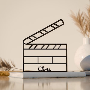 Movie Clapboard, Customized Line Art Figure, 3D Printed Gift, Unique Movie Theatre Gift Idea, Custom Line Art Sculpture, Minimalist Decor