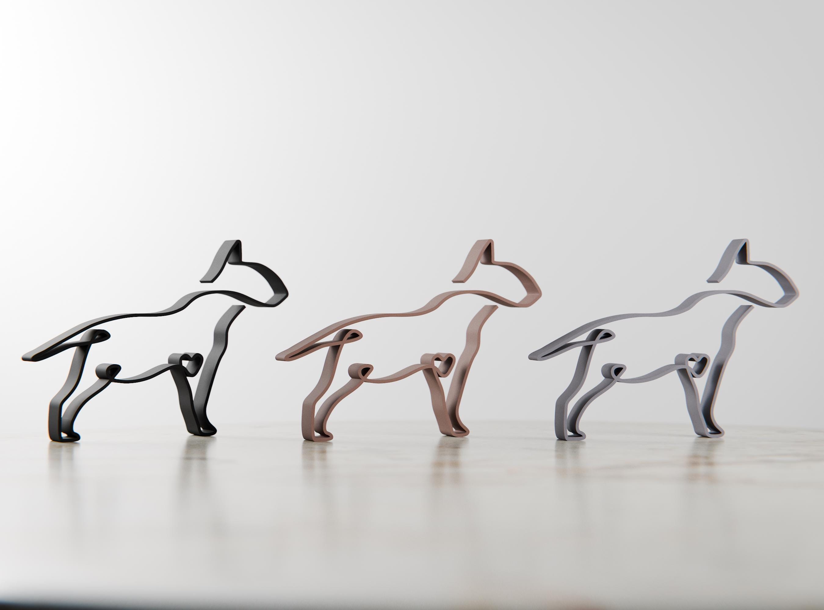 ブルテリア犬83、線画フィギュア、3Dプリントギフト、犬好きの方への