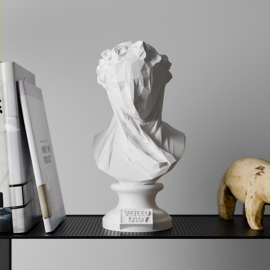 Veiled Lady Bust Statue - 3D Printed Historical Sculpture - Modern ...