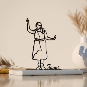 Kathak Dancer, Customized Line Art Figure, 3D Printed Gift, Unique Dancer Gift Idea, Custom Line Art Sculpture, Minimalist Home Decor