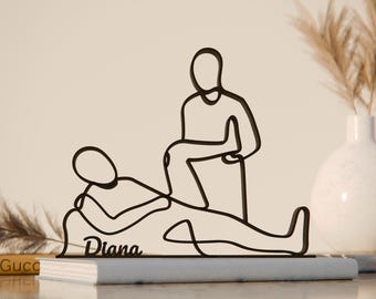 Personlig sjukgymnastfigur - Minimalistisk linjekonstskulptur
