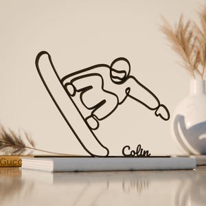 Personalized Snowboarder Figure - Minimalist Winter Sports Sculpture