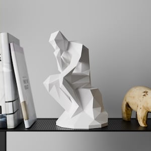 The Thinker, Low Poly Bust, French Philosopher Sculpture, Unique Sculpture, 3D Printed Gift, Home Decor, Office Decor, Auguste Rodin