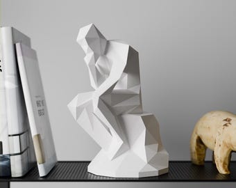 ヴィンテージ ホワイト セラミック「考える人」彫刻フィギュア - 11