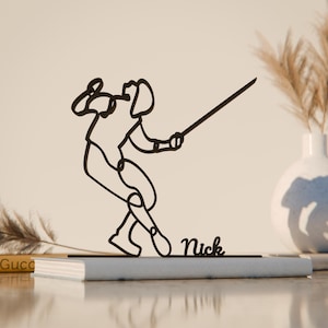 Fechter, personalisierte Line Art Figur, 3D gedrucktes Geschenk, einzigartiges Geschenkidee, benutzerdefinierte Line Art Skulptur, minimalistisches Wohndekor