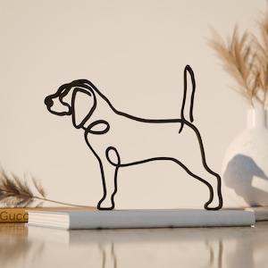 Figura de perro beagle 81, arte lineal, regalo impreso en 3D, regalo único para amantes de los perros, escultura de arte lineal personalizada, decoración minimalista para el hogar, razas de perros