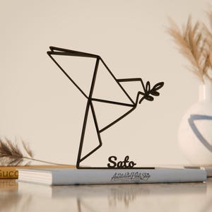 Origami Dove, Customized Line Art Figure, 3D Printed Gift, Unique Origami Gift Idea, Custom Line Art Sculpture, Minimalist Home Decor