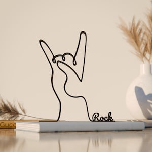 Devil Horn Hand , Customized Line Art Figure, 3D Printed Gift, Unique Metalhead Gift Idea, Custom Line Art Sculpture, Minimalist Home Decor