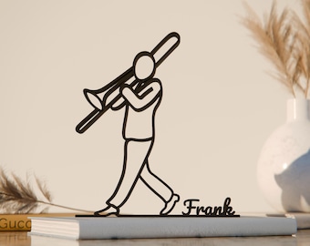 Personalized Trombone Player Figure - Minimalist Musician Sculpture