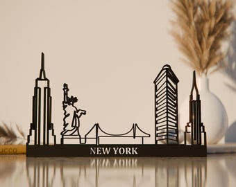 New York Cityscape, Line Art Figure, 3D Printed Gift, Unique New Yorker Gift Idea, Office Bookshelf Decoration, Minimalist Home Decor
