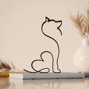 Siberische huskyhond 30, lijntekeningen figuur, 3D-geprint cadeau, uniek cadeau voor hondenliefhebbers, aangepaste lijnkunst sculptuur, minimalistisch interieur