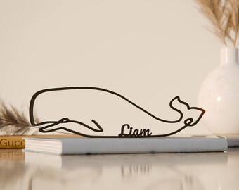Moby Dick, Custom Line Art Figure, 3D Printed Gift, Unique Bookworm Gift Idea, Custom Line Art Sculpture, Minimalist Home Decor