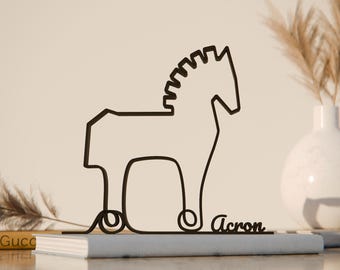 Trojan Horse Odyssey Gift, Customized Line Art Figure, Unique Troy Gift Idea, Custom Line Art Sculpture, Minimalist Home Decor