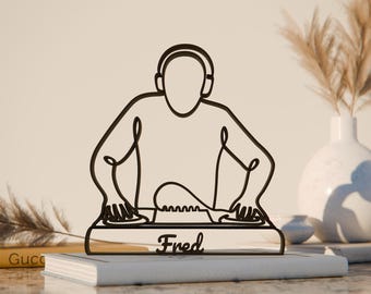 DJ, Personalized Line Art Figure, 3D Printed Gift, Unique DJ Gift Idea, Custom Line Art Sculpture, Minimalist Home Decor