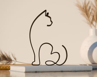 Gato Ragdoll 06, Figura de Arte Lineal, Regalo Impreso en 3D, Regalo Único para Amantes de los Gatos, Escultura de Arte Lineal, Decoración Minimalista para el Hogar, Razas de Gatos