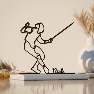 Fencer, Personalized Line Art Figure, 3D Printed Gift, Unique Fencing Gift Idea, Custom Line Art Sculpture, Minimalist Home Decor