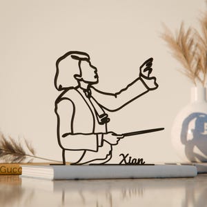 Female Conductor, Customized Line Art Figure, 3D Printed Gift, Unique Musician Gift Idea, Custom Line Art Sculpture, Minimalist Home Decor