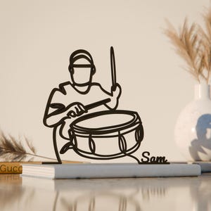 Snare Drummer, Customized Line Art Figure, 3D Printed Gift, Unique Drummer Gift Idea, Custom Line Art Sculpture, Minimalist Home Decor