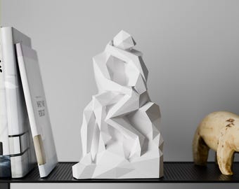 Le baiser, buste low poly, sculpture de couples français, statue unique, cadeau imprimé en 3D, décoration d'intérieur, décoration de bureau, Auguste Rodin