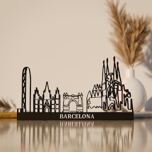 Barcelona Cityscape, Line Art Figure, 3D Printed Gift, Unique Travel Gift Idea, Office Bookshelf Decoration, Minimalist Home Decor