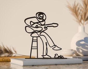Personalized Acoustic Guitarist Figure - Minimalist Musician Sculpture