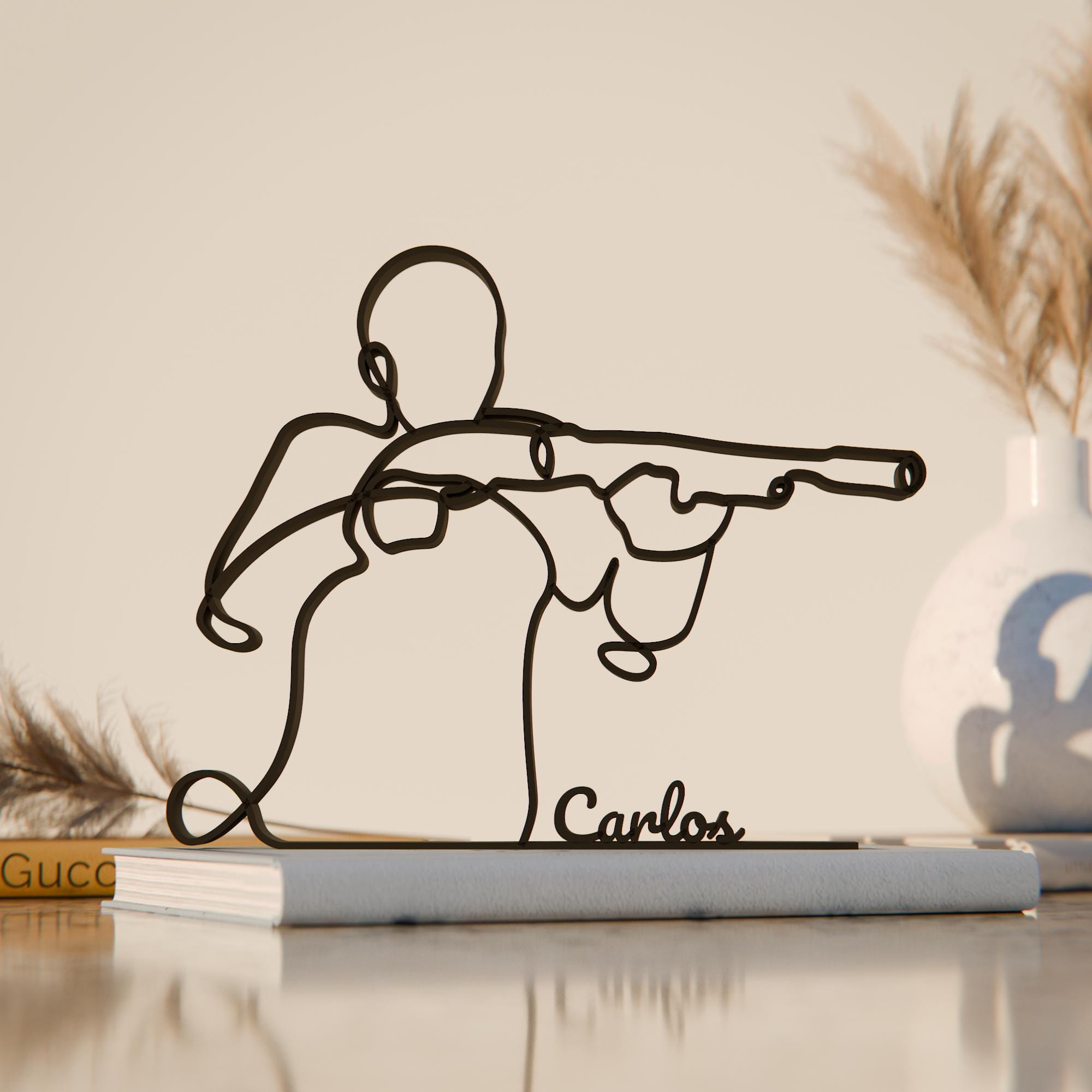 Shooter, Customized Line Art Figure, 3D Printed Gift, Unique Shooter Gift Idea, Custom Line Art Sculpture, Minimalist Home Decor