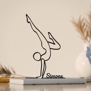 Gepersonaliseerde gymnast lijnkunst figuur, 3D-geprint cadeau, uniek cadeau-idee voor gymnastiek, aangepaste lijnkunst sculptuur, minimalistisch interieur