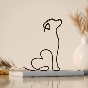 Retriever hond 02, lijntekeningen figuur, 3D-geprint cadeau, uniek cadeau voor hondenliefhebbers, aangepaste lijnkunst sculptuur, minimalistisch interieur, hondenrassen